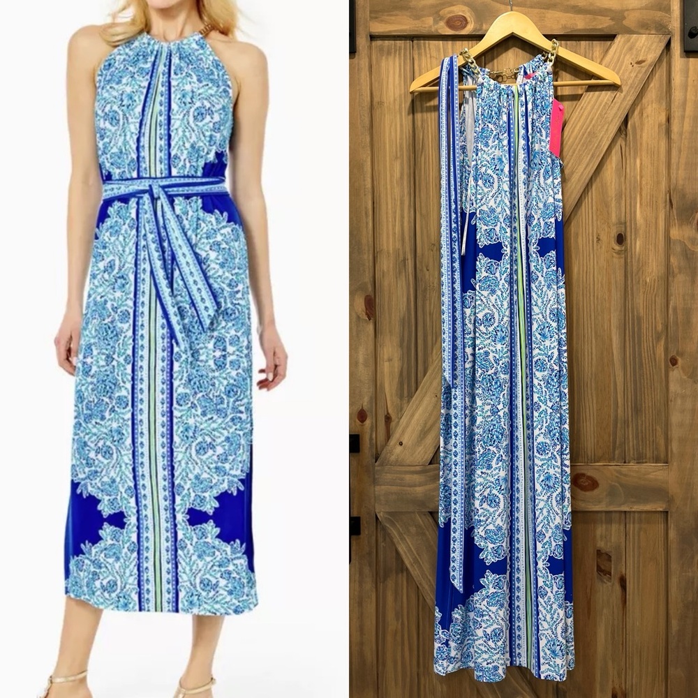 Lilly Pulitzer NWT XS Bingham Midi Dress Turquoise Oasis Shell Me You Love Me